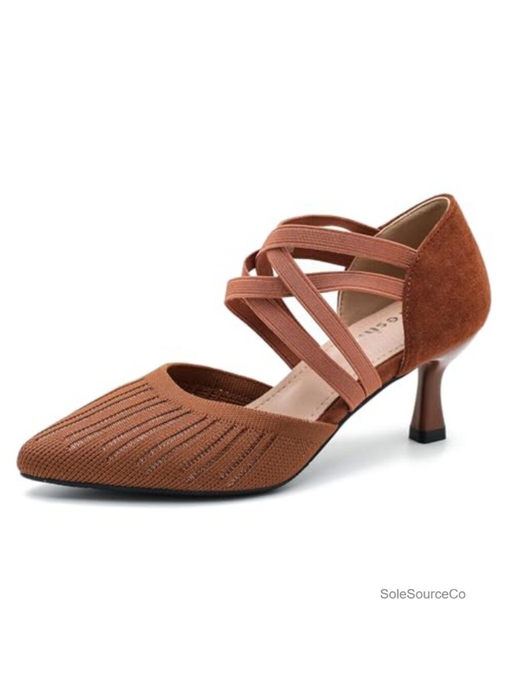 Women's Pointed Toe Kitten Heel Pumps Knit Slip On Dress Shoes